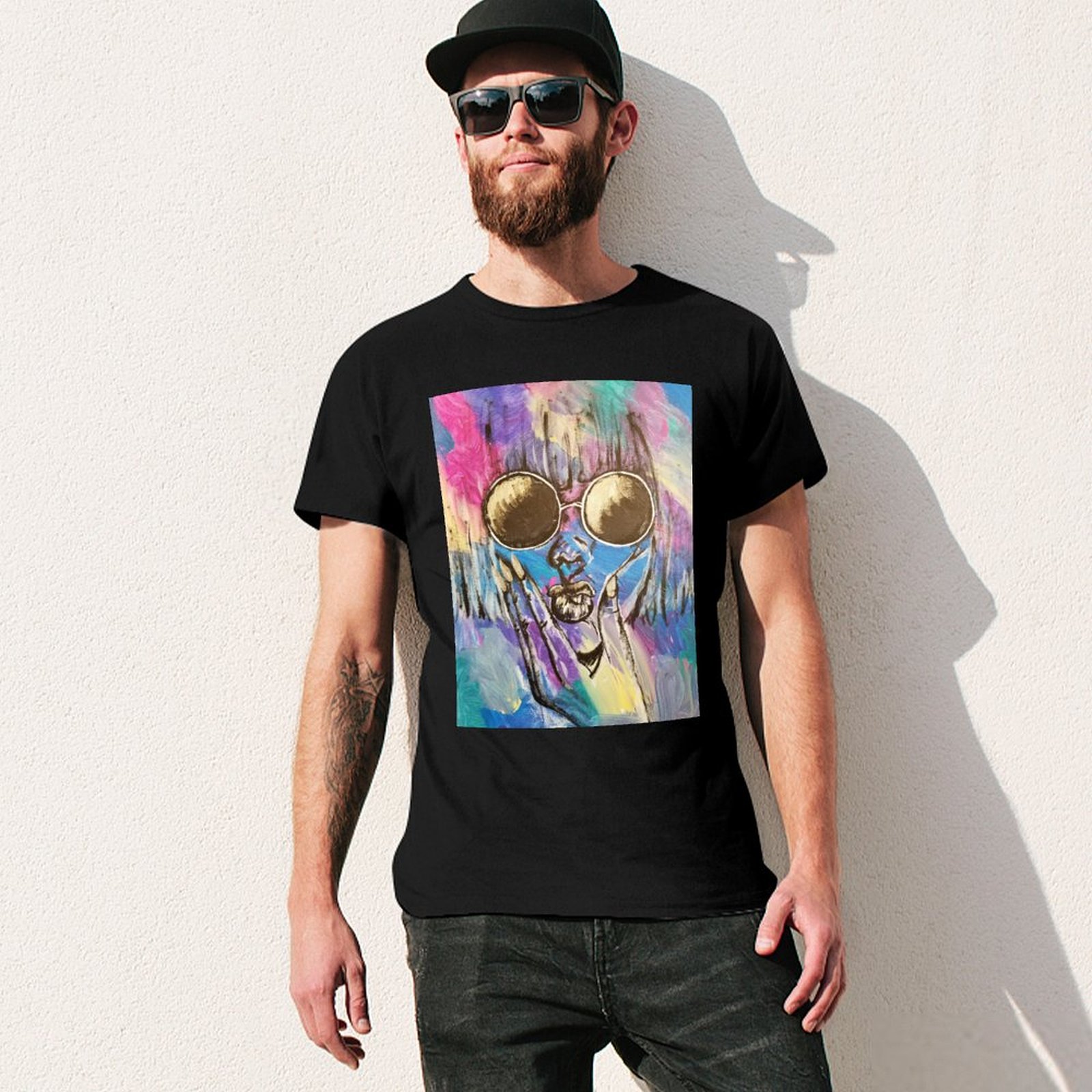 Camiseta de Algodão Casual Sim - Acrylic Pour Paint avaliação e preço